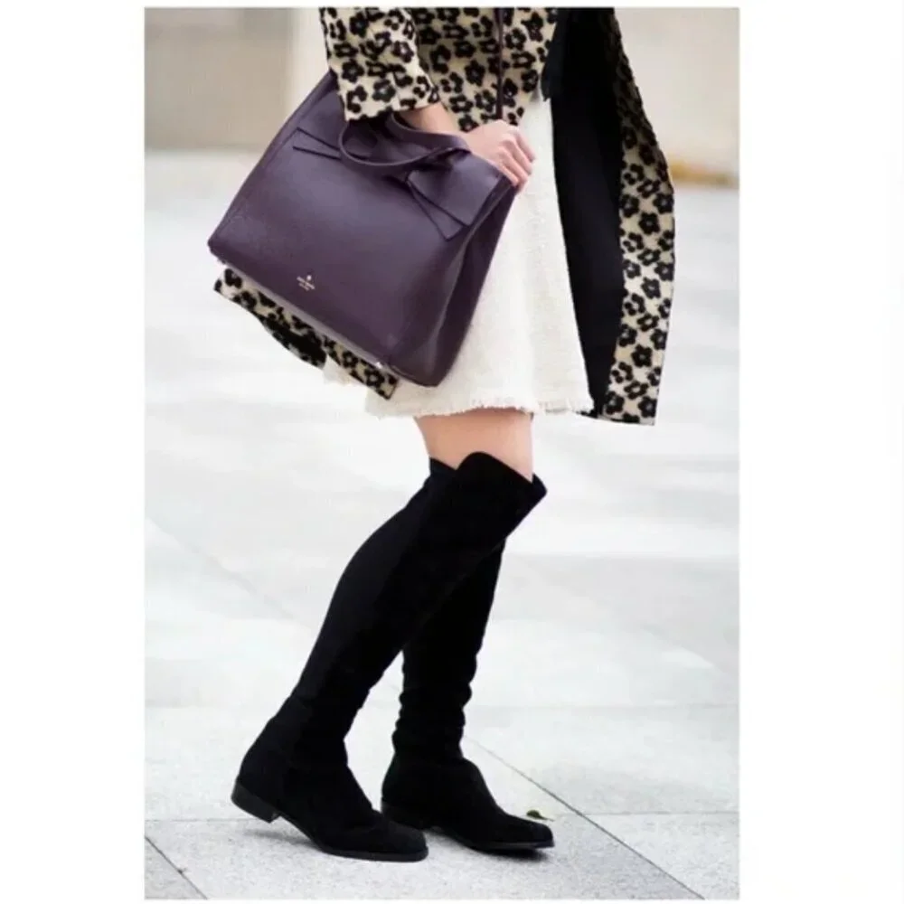 Stuart Weitzman 5050 Black Suede Knee-High Boots Size 6.5 ASO Kate Middleton
